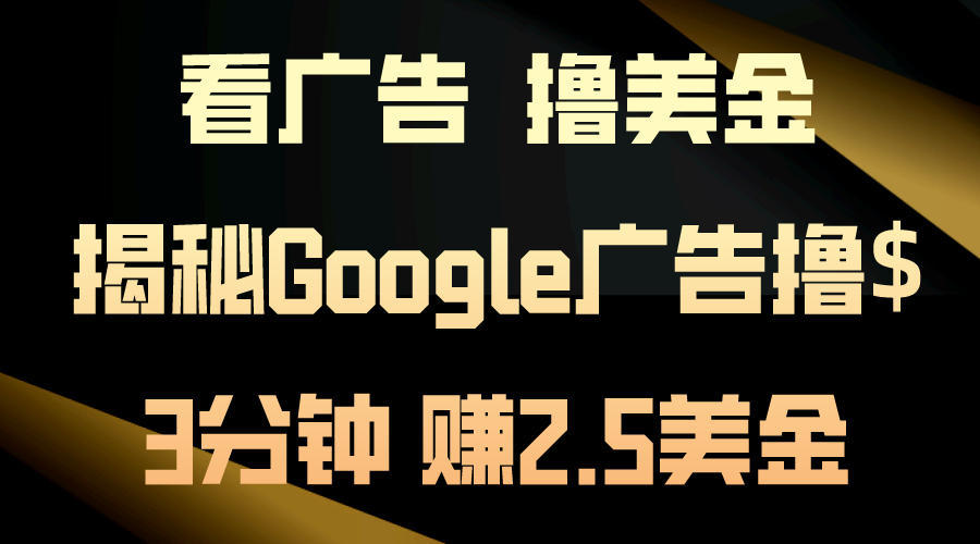 （10912期）看广告，撸美金！3分钟赚2.5美金！日入200美金不是梦！揭秘Google广告…-蓝天项目网