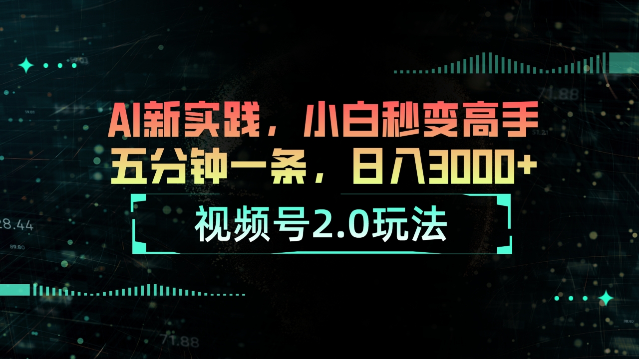 （10888期）视频号2.0玩法 AI新实践，小白秒变高手五分钟一条，日入3000+-蓝天项目网