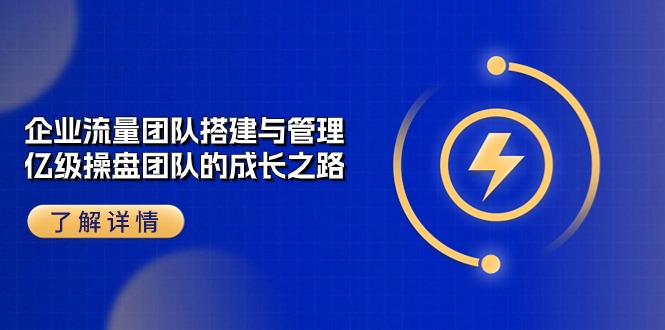 （10837期）企业 流量团队-搭建与管理，亿级 操盘团队的成长之路（28节课）-蓝天项目网