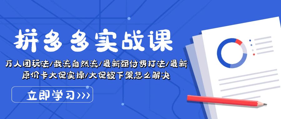 （10865期）拼多多·实战课：万人团玩法/截流自然流/最新强付费打法/最新原价卡大促..-蓝天项目网