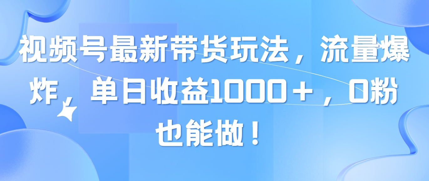 （10858期）视频号最新带货玩法，流量爆炸，单日收益1000＋，0粉也能做！-蓝天项目网