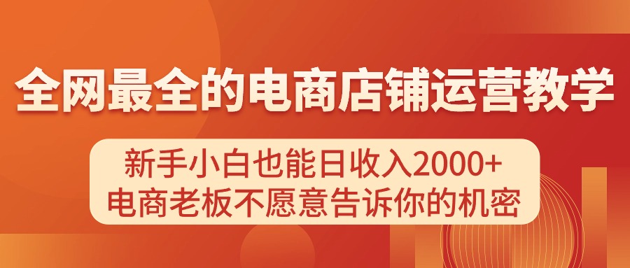 （11266期）电商店铺运营教学，新手小白也能日收入2000+，电商老板不愿意告诉你的机密-蓝天项目网