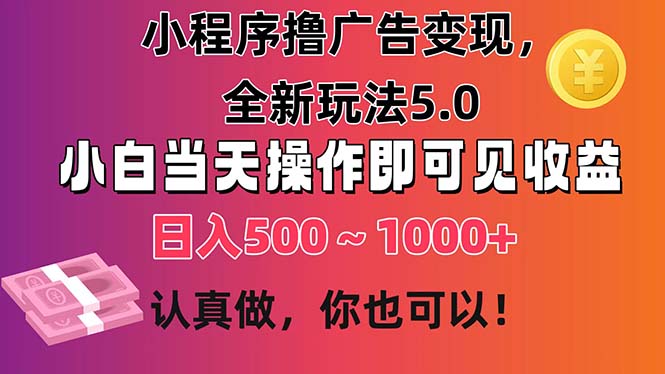 （11293期）小程序撸广告变现，全新玩法5.0，小白当天操作即可上手，日收益 500~1000+-蓝天项目网