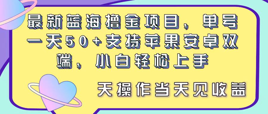 （11290期）最新蓝海撸金项目，单号一天50+， 支持苹果安卓双端，小白轻松上手 当…-蓝天项目网