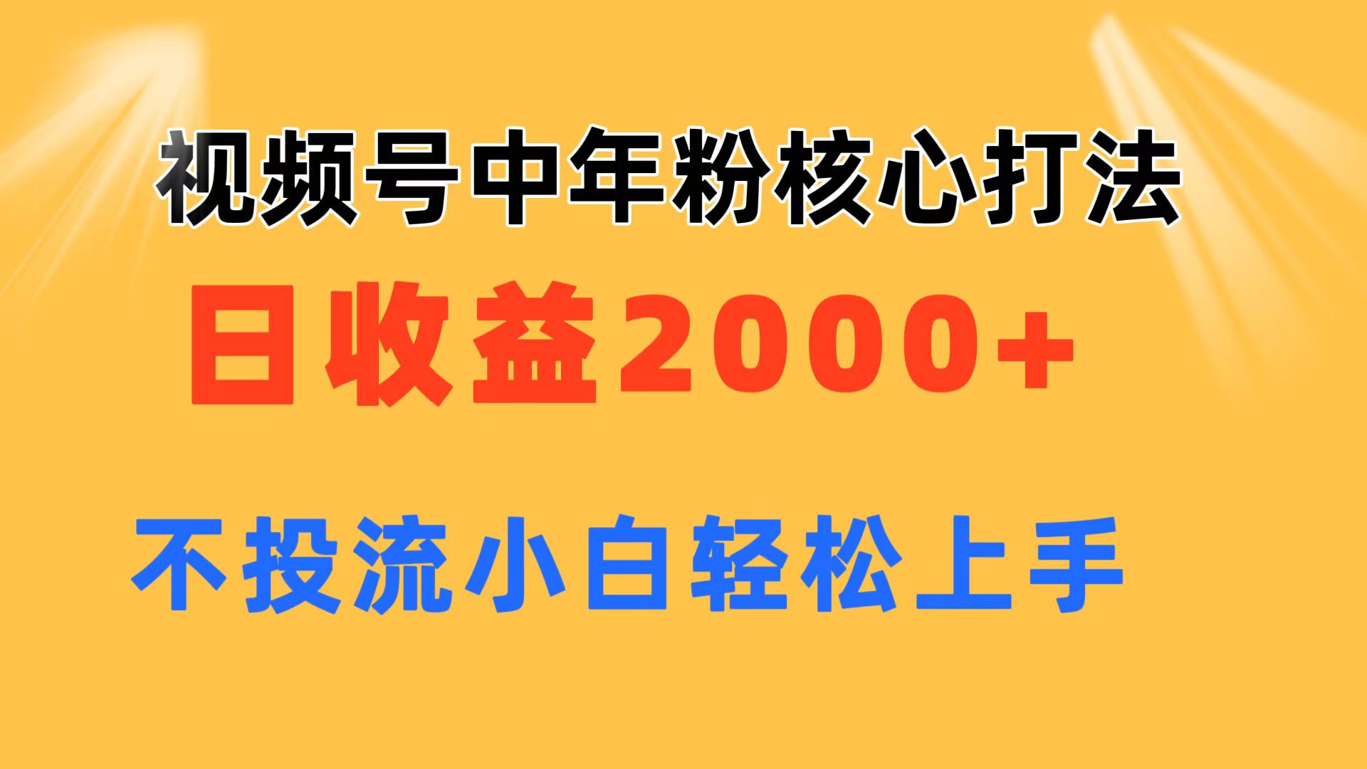 （11205期）视频号中年粉核心玩法 日收益2000+ 不投流小白轻松上手-蓝天项目网