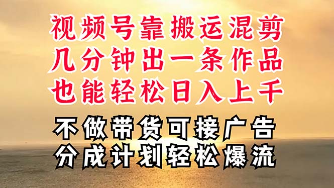 （11087期）深层揭秘视频号项目，是如何靠搬运混剪做到日入过千上万的，带你轻松爆…-蓝天项目网