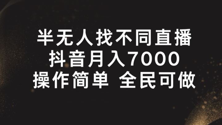 半无人找不同直播，月入7000+，操作简单 全民可做【揭秘】-蓝天项目网