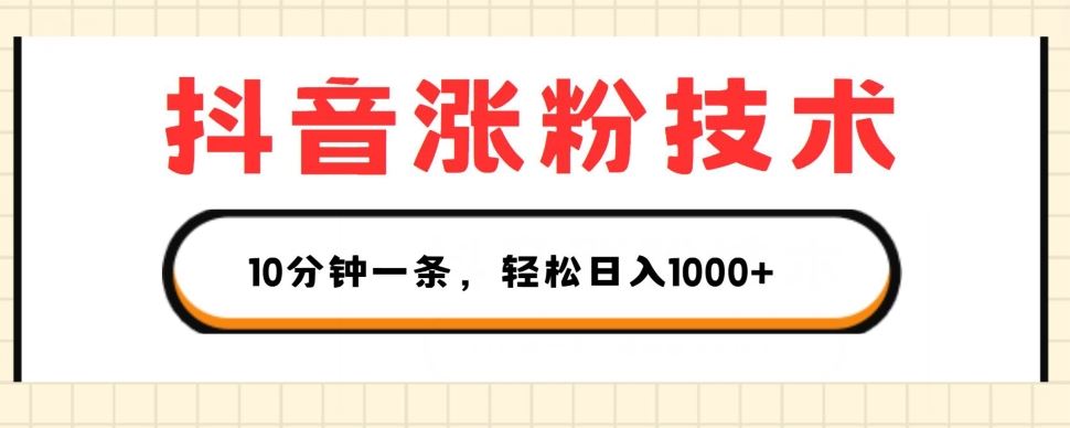 抖音涨粉技术，1个视频涨500粉，10分钟一个，3种变现方式，轻松日入1K+【揭秘】-蓝天项目网