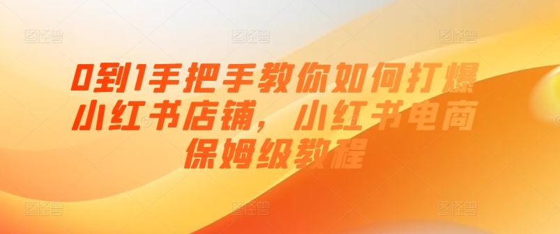 0到1手把手教你如何打爆小红书店铺，小红书电商保姆级教程-蓝天项目网