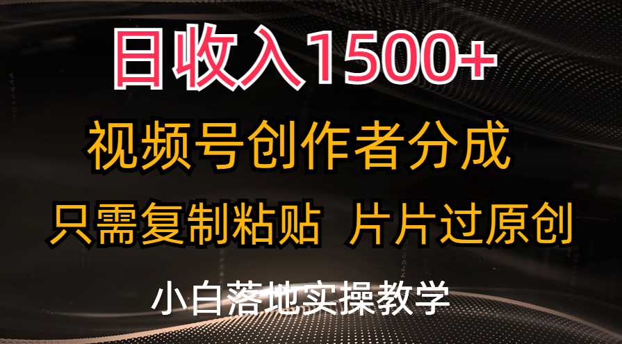 （11339期）日收入1500+，视频号创作者分成，只需复制粘贴，片片过原创，小白也可…-蓝天项目网