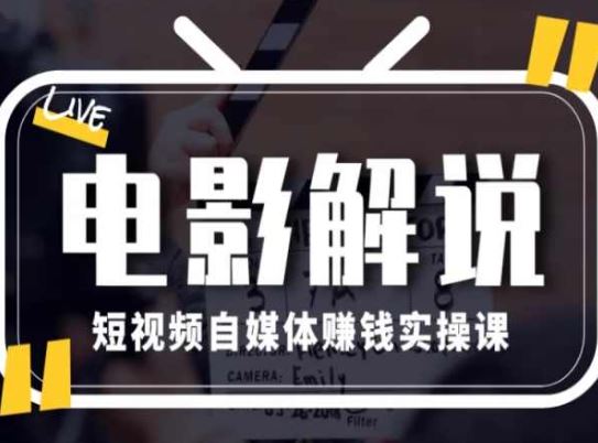 电影解说短视频自媒体赚钱实操课，教你做电影解说短视频，月赚1万-蓝天项目网