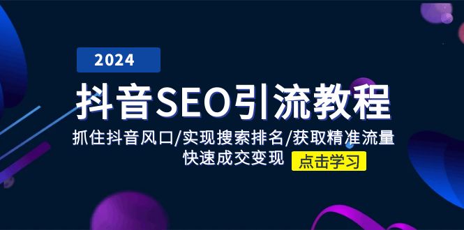 抖音SEO引流教程：抓住抖音风口/实现搜索排名/获取精准流量/快速成交变现-蓝天项目网