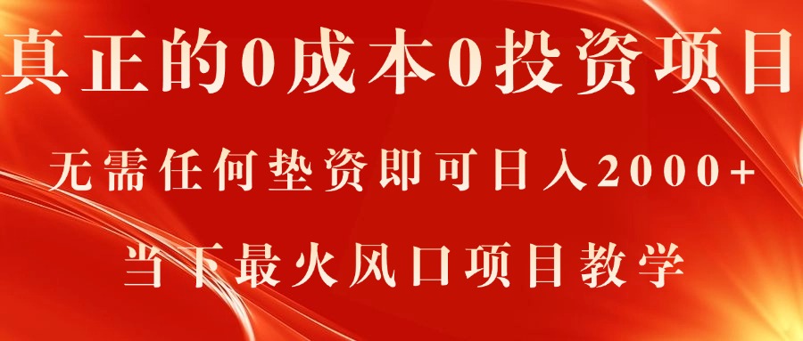 （11387期）真正的0成本0投资项目，无需任何垫资即可日入2000+，当下最火风口项目教学-蓝天项目网