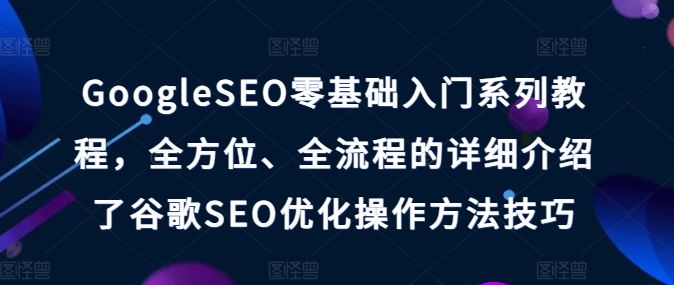 GoogleSEO零基础入门系列教程，全方位、全流程的详细介绍了谷歌SEO优化操作方法技巧-蓝天项目网