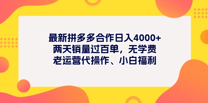 （11410期）最新拼多多项目日入4000+两天销量过百单，无学费、老运营代操作、小白福利-蓝天项目网