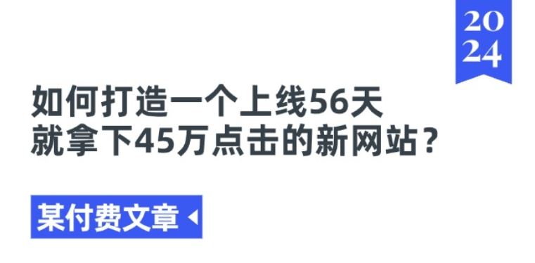 某付费文章《如何打造一个上线56天就拿下45万点击的新网站?》-蓝天项目网