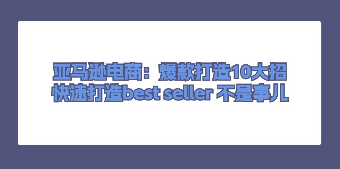 （11431期）亚马逊电商：爆款打造10大招，快速打造best seller 不是事儿-蓝天项目网