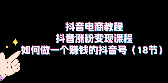 （11436期）抖音电商教程：抖音涨粉变现课程：如何做一个赚钱的抖音号（18节）-蓝天项目网