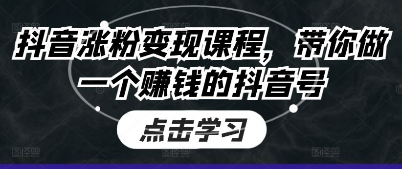 抖音涨粉变现课程，带你做一个赚钱的抖音号-蓝天项目网