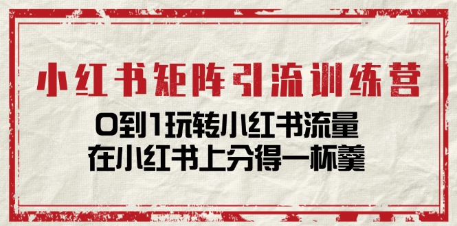 （11450期）小红书矩阵引流训练营：0到1玩转小红书流量，在小红书上分得一杯羹-14节课-蓝天项目网