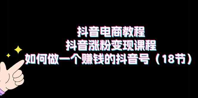 抖音电商教程：抖音涨粉变现课程：如何做一个赚钱的抖音号（18节）-蓝天项目网