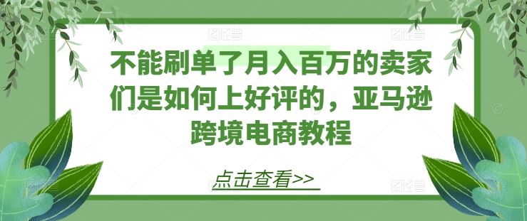 不能刷单了月入百万的卖家们是如何上好评的，亚马逊跨境电商教程-蓝天项目网