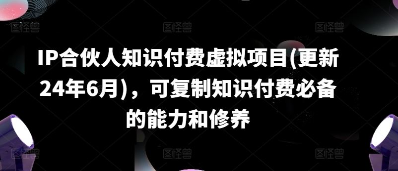 IP合伙人知识付费虚拟项目(更新24年6月)，可复制知识付费必备的能力和修养-蓝天项目网