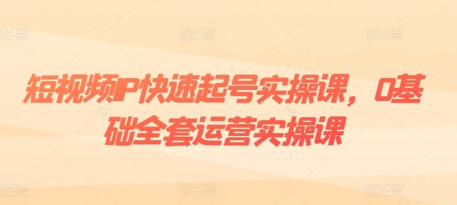 短视频IP快速起号实操课，0基础全套运营实操课，爆款内容设计+粉丝运营+内容变现-蓝天项目网