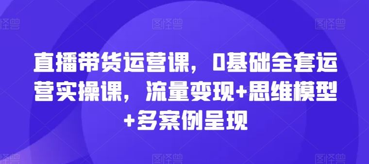 直播带货运营课，0基础全套运营实操课，流量变现+思维模型+多案例呈现-蓝天项目网