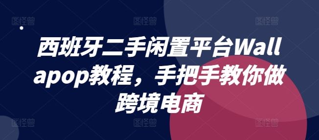 西班牙二手闲置平台Wallapop教程，手把手教你做跨境电商-蓝天项目网