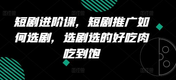 短剧进阶课，短剧推广如何选剧，选剧选的好吃肉吃到饱-蓝天项目网