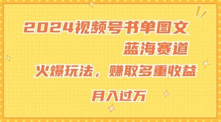 2024视频号书单图文蓝海赛道，火爆玩法，赚取多重收益，小白轻松上手，月入上万【揭秘】-蓝天项目网