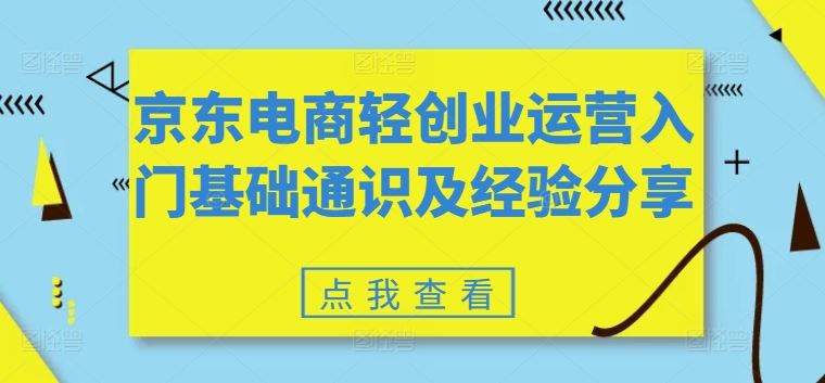 京东电商轻创业运营入门基础通识及经验分享-蓝天项目网