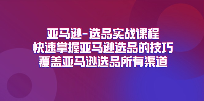 （11620期）亚马逊-选品实战课程，快速掌握亚马逊选品的技巧，覆盖亚马逊选品所有渠道-蓝天项目网