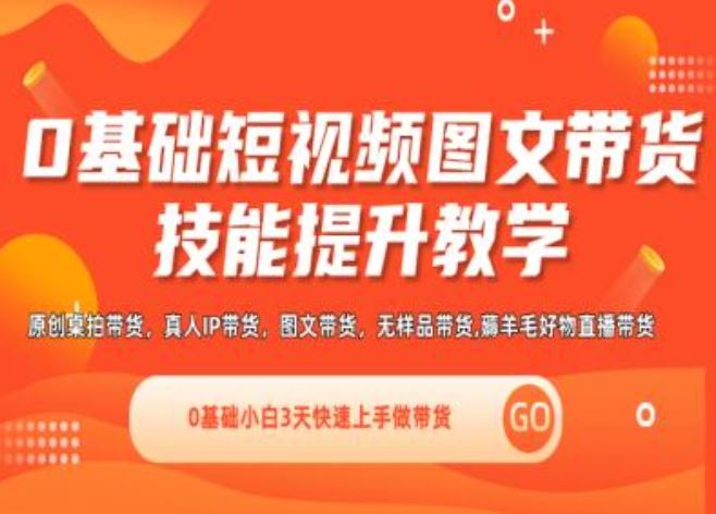 0基础短视频图文带货实操技能提升教学(直播课+视频课),0基础小白3天快速上手做带货-蓝天项目网