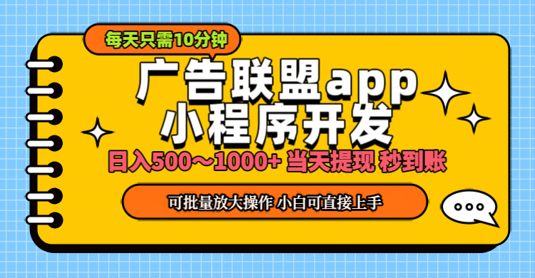 （11645期）小程序开发 广告赚钱 日入500~1000+ 小白轻松上手！-蓝天项目网