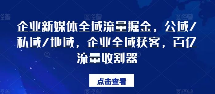 企业新媒体全域流量掘金，公域/私域/地域，企业全域获客，百亿流量收割器-蓝天项目网