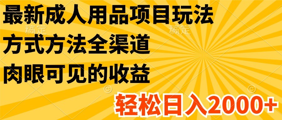 最新成人用品项目玩法，方式方法全渠道，肉眼可见的收益，轻松日入2000+-蓝天项目网