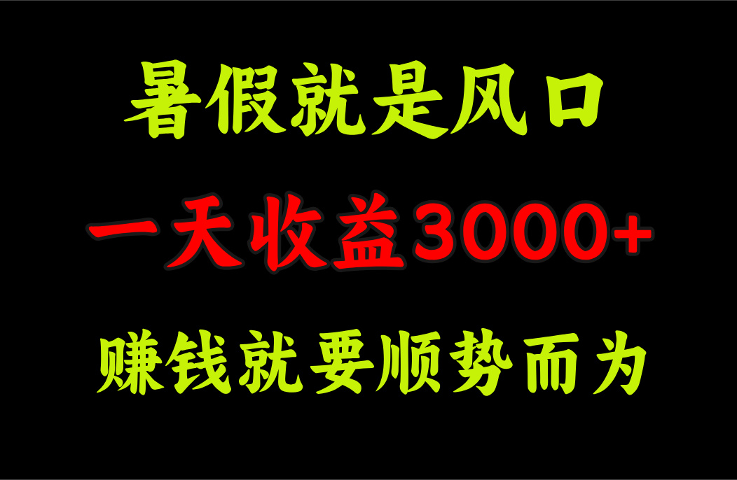 （11670期）一天收益3000+ 赚钱就是顺势而为，暑假就是风口-蓝天项目网