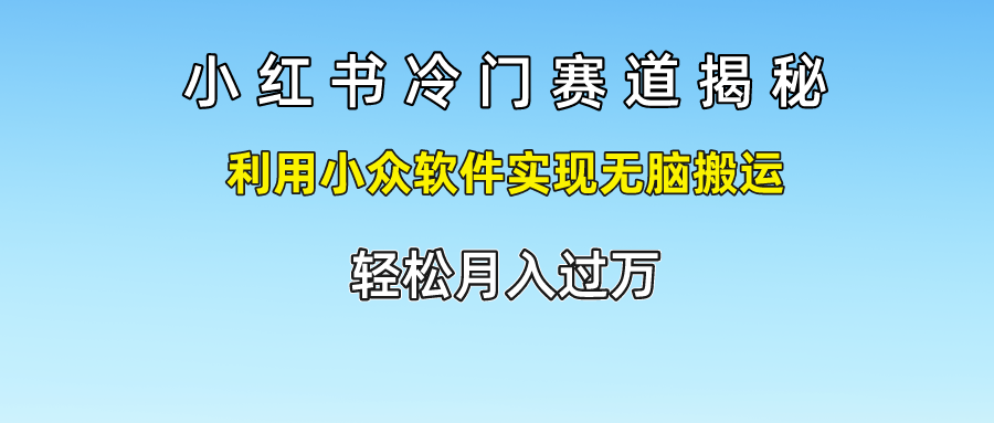 小红书冷门赛道揭秘,利用小众软件实现无脑搬运，轻松月入过万-蓝天项目网