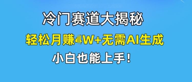 冷门赛道大揭秘，轻松月赚1W+无需AI生成，小白也能上手【揭秘】-蓝天项目网