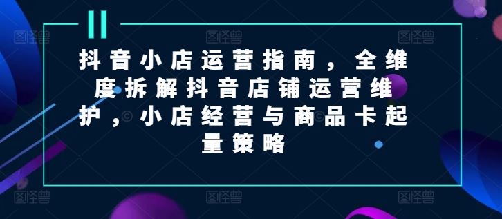 抖音小店运营指南，全维度拆解抖音店铺运营维护，小店经营与商品卡起量策略-蓝天项目网