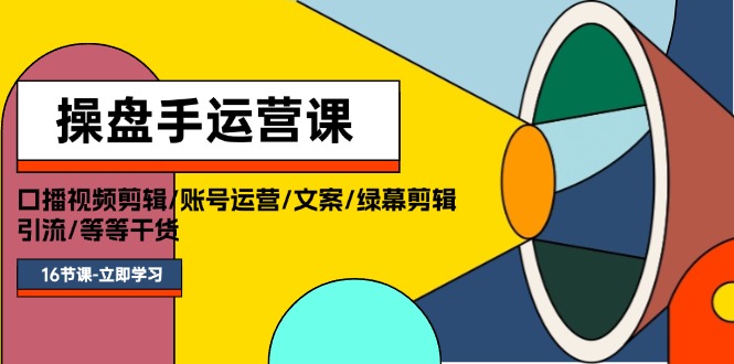 （11803期）操盘手运营课程：口播视频剪辑/账号运营/文案/绿幕剪辑/引流/干货/16节-蓝天项目网