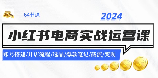 2024小红书电商实战运营课：账号搭建/开店流程/选品/爆款笔记/截流/变现-蓝天项目网