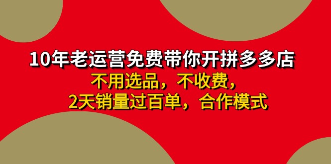 （11853期）拼多多 最新合作开店日收4000+两天销量过百单，无学费、老运营代操作、…-蓝天项目网