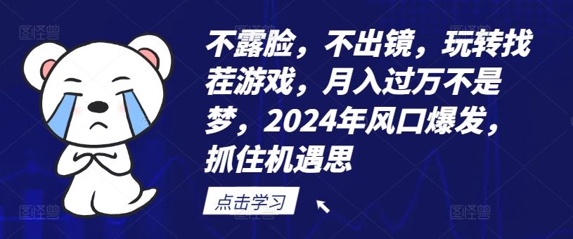 不露脸，不出镜，玩转找茬游戏，月入过万不是梦，2024年风口爆发，抓住机遇【揭秘】-蓝天项目网