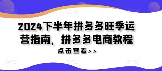 2024下半年拼多多旺季运营指南，拼多多电商教程-蓝天项目网