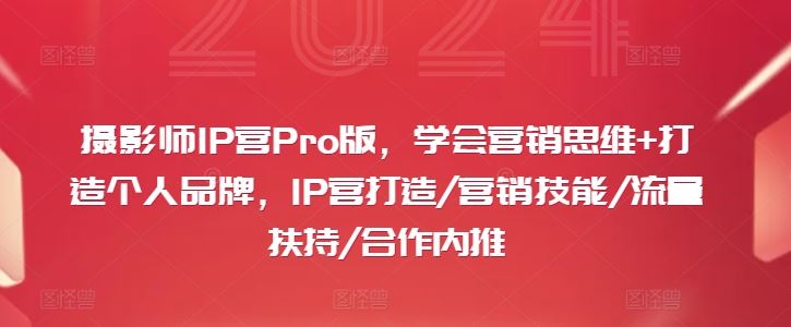 摄影师IP营Pro版，学会营销思维+打造个人品牌，IP营打造/营销技能/流量扶持/合作内推-蓝天项目网