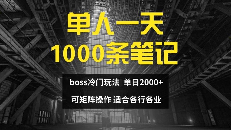 单人一天1000条笔记，日入2000+，BOSS直聘的正确玩法【揭秘】-蓝天项目网