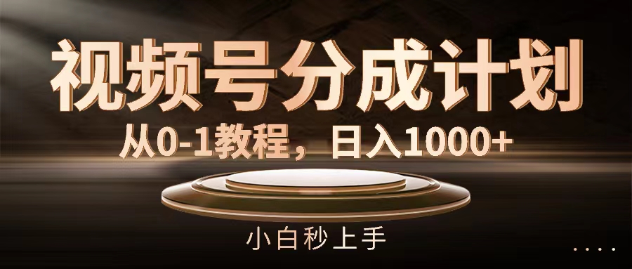 （11931期）视频号分成计划，从0-1教程，日入1000+-蓝天项目网